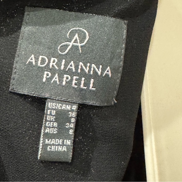 Adrianna Papell Dress Size 4 Pleated Chiffon Fit & Flare Ombré Black Purple - Picture 7 of 10